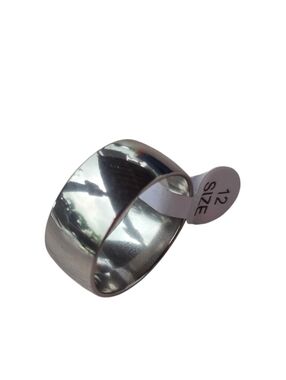 Simple Stainless Steel Wide Men's Ring Size 12
